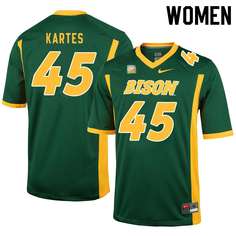 Women #45 Mitchell Kartes North Dakota State Bison College Football Jerseys Sale-Green